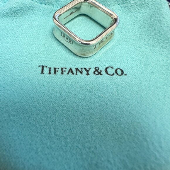 Vintage Tiffany & Co. 1837 - 925 Silver Square 8mm Band Ring 4.5 US - Picture 8 of 8